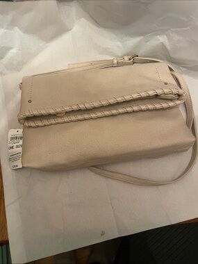 Style & Co. Cream Braided Flap Crossbody Bag